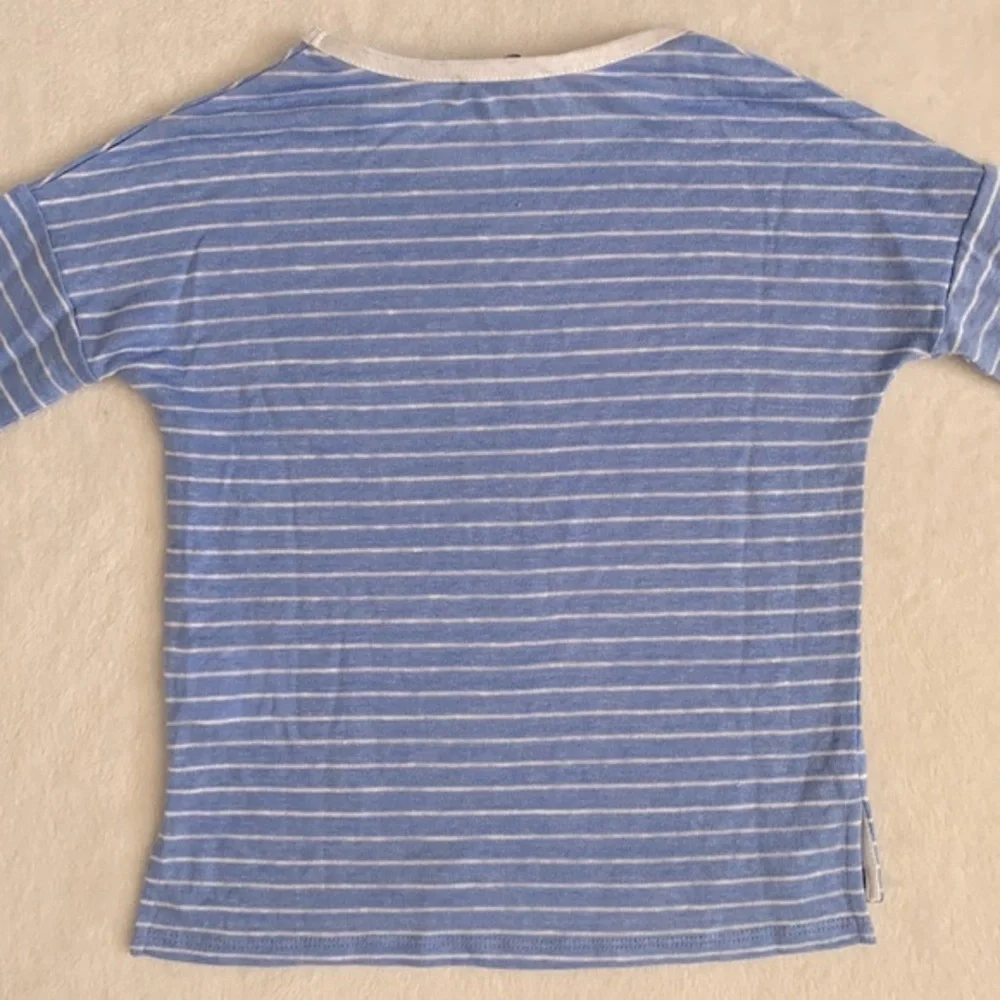 Vince | Linen Striped Long Sleeve Boxy Fit Shirt VNBXG0367 Blue/White (4) - Picture 12 of 15